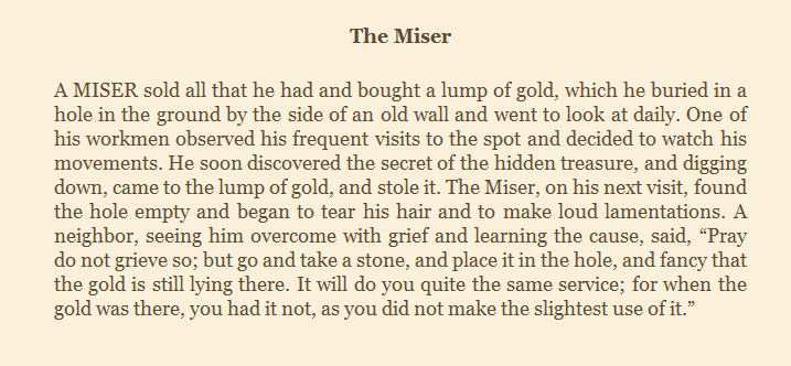 Chris Reich of TeachU offers this story from AESOP to illustrate the value of talent.